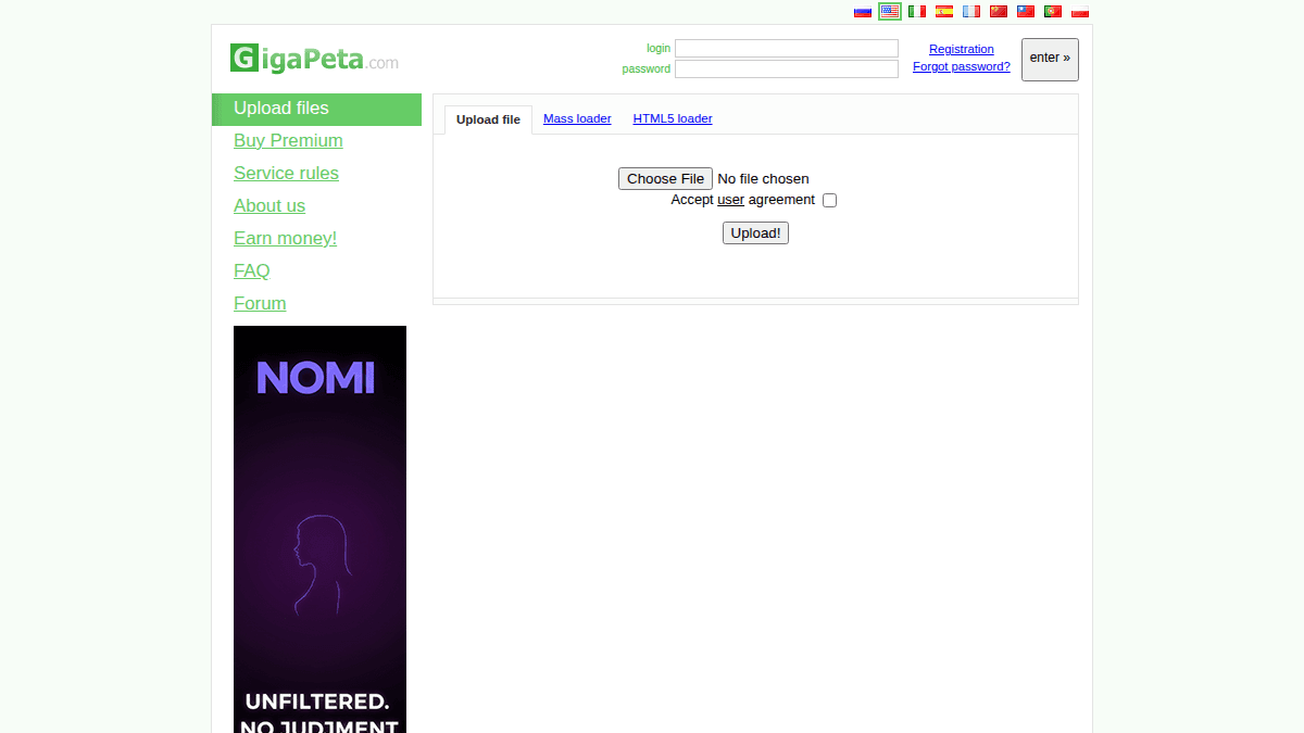 GigaPeta.com website screenshot