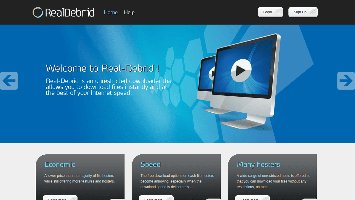 Real-Debrid.com website screenshot