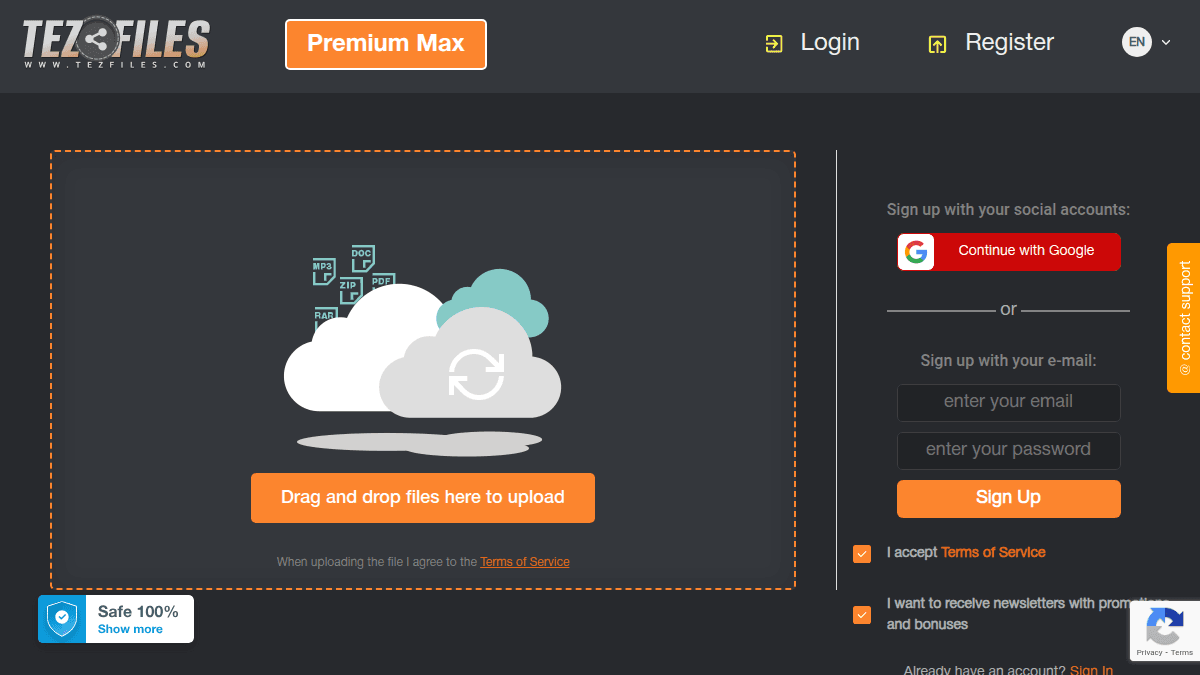 TezFiles.com website screenshot
