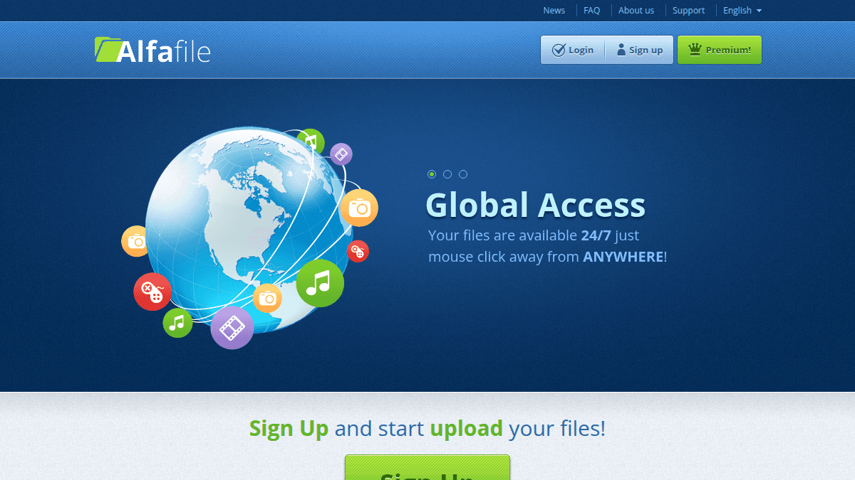 Alfafile.net screenshot